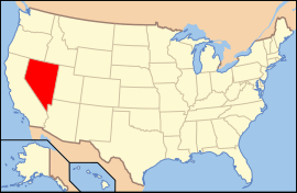 Map of the United States with نوادا آیالات highlighted