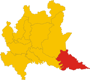 Talaith Mantova (coch) yn Lombardia