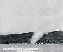 Fire caused by the British bombardment in Mudanya (6 July 1920) Mudanya July 1920 (1).jpg