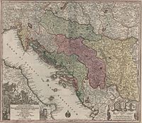 Kroatien einschließlich des Gebietes Türkisch-Kroatien auf einer Karte von Matthäus Seutter aus dem Jahr 1728