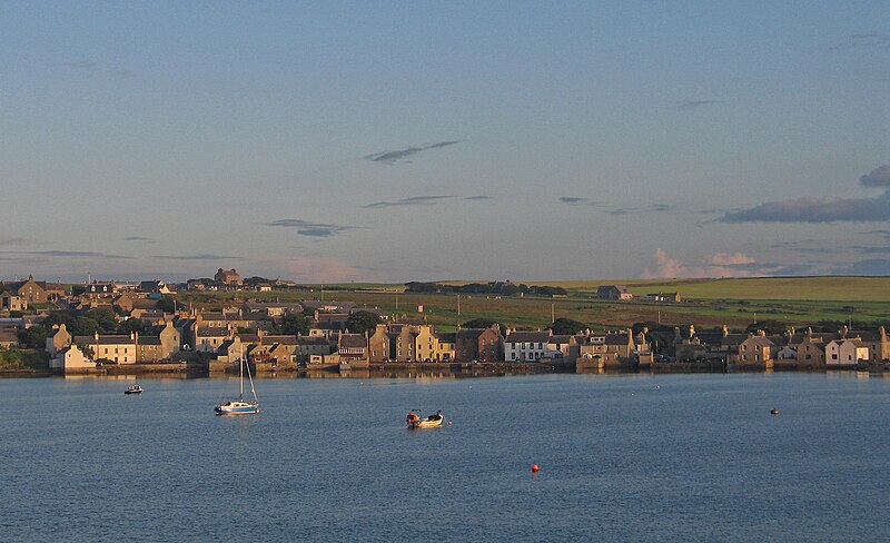 Orkney village from ferry. From Chucking It All: A Tale of Living in Orkney