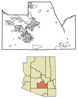 Location of Kohatk in Pinal County, Arizona.