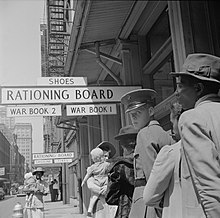 1943 waiting line at wartime Rationing Board office in New Orleans RationingBoardNOLAVachonC.jpg