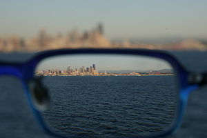 The image of Seattle being refracted through m...