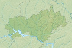 Mapa konturowa Mari El, w centrum znajduje się punkt z opisem „Joszkar-Oła”