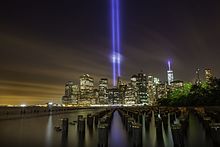 Tribute in Light as seen from Brooklyn in 2014 September 11th Memorial Tribute In Light 2014.jpg
