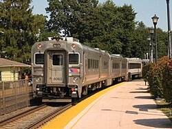 Glen Rock–Boro Hall New Jersey Transit station. Glen Rock is served by both the Bergen County Line (above) and the Main Line.