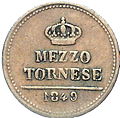 The reverse of a Two Sicilies
1/2 tornese
coin Two Sicilies 1849 coin - half tornese (reverse).jpg