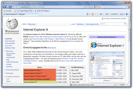 Internet Explorer 8 Chip Vista