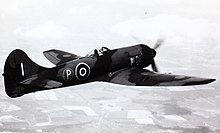 LA602, a prototype Bristol Centaurus-powered Tempest. 15 Hawker Tempest (15650618428).jpg