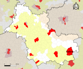 Localisation de l'aire d'attraction de Salbris dans le département de Loir-et-Cher.