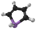Ball-and-stick model of the arsole molecule