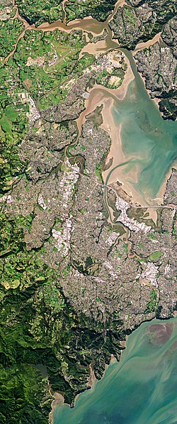 Metropolitan West Auckland captured by a Planet Labs satellite in 2016
