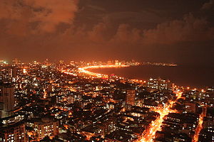 Marine Drive in South Mumbai seen during the n...