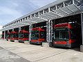 Abgestellte Trolleybusse im Depot