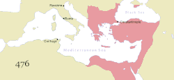 The change of territory of the Byzantine Empire (476–1400)