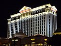 Caesars Palace at night.