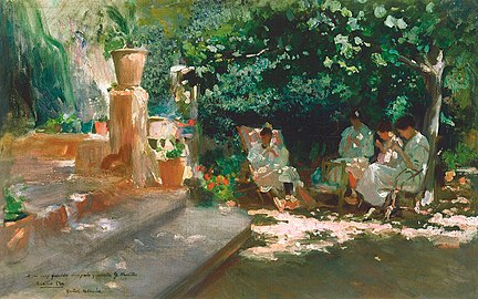 《花園裏的女人們》，Cecilio Plá y Gallardo（英語：Cecilio Plá），約1910年