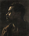 Portrait d'un homme noir, de profil vers la gauche, huile sur toile, collection privée.