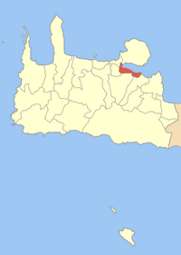 Localização da unidade municipal de Suda na unidade regional de Chania