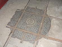 Photo d'une plaque au sol permettant de faire tourner des wagonnets à quatre-vingt-dix degrés.