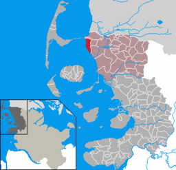 Läget för kommunen Friedrich-Wilhelm-Lübke-Koog i Kreis Nordfriesland