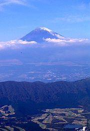Fujisan vanaf de Kami-Berg in het Fuji-Hakone-Izu-National Park.
