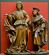 Two limewood sculptures, 1516, Veit Stoss, now in the Germanisches Nationalmuseum, Nuremberg.[16]