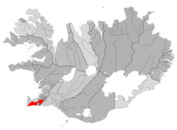 Kart over Island der Grindavík er markert med raudt.