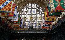 Banners of the senior Knights and Dames Grand Cross of the Order of the Bath in the Henry VII Lady Chapel in Westminster Abbey. Henry7Chapel 01.jpg