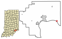 Location of Brooksburg in Jefferson County, Indiana.