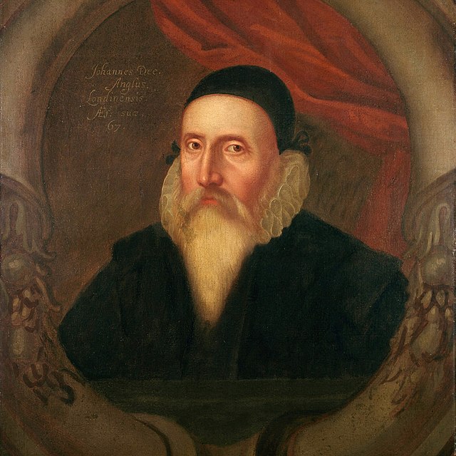 A sixteenth-century portrait of John Dee, artist unknown. According to Charlotte Fell Smith, this portrait was painted when Dee was 67.