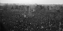 People gathering to watch the unveiling ceremony