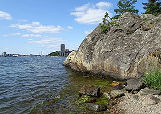 Strandparti mot Lilla Värtan.