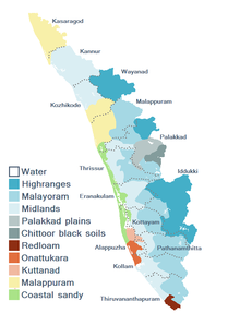 Kerala agro-ecological zones map Kerala ecozones map labelled3.png
