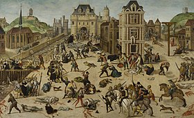 The St. Bartholomew's Day massacre of French Protestants in 1572 La masacre de San Bartolome, por Francois Dubois.jpg