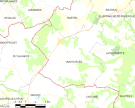Mapa obce Vailhourles