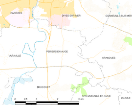 Mapa obce Périers-en-Auge