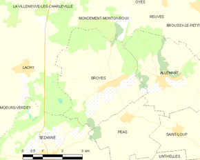 Poziția localității Broyes