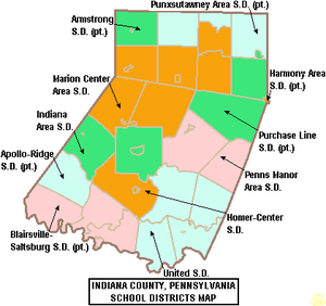Map of Indiana County Pennsylvania School Districts.png