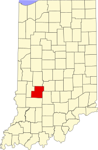 Locatie van Owen County in Indiana