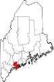 Mapa de Maine con la ubicación del condado de Sagadahoc