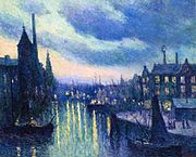 De haven van Rotterdam, avond, 1908