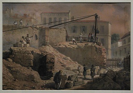 Mise au jour des vestiges du rempart gallo-romain place Pey Berland en 1865 (1865), Bordeaux, musée d'Aquitaine.