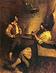 Jim Hawkins och Long John Silver. Illustration till Skattkammarön 1911.