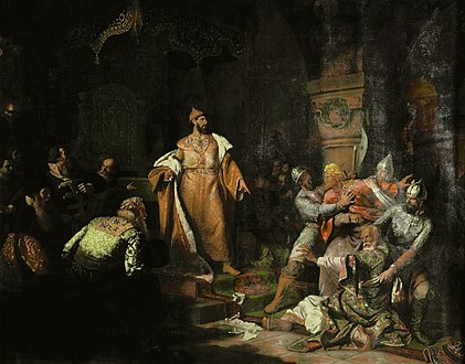 Ivan III overthrows the Mongol-Tatar yoke, breaking the image of the Khan and ordering the killing of the ambassadors (1862)