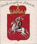 Wappen Litauens mit dem Doppelkreuz der Jagiellonen, dargestellt von Franz Johann Joseph von Reilly im Jahr 1793