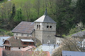 Vue du clocher de l'église de Queige