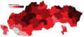 A Smer által elért százalékos eredmény Szlovákia egyes járásaiban a 2010-es parlamenti választáson
