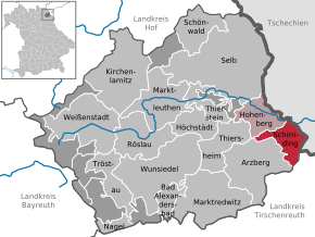 Poziția comunei Schirnding pe harta districtului Wunsiedel im Fichtelgebirge